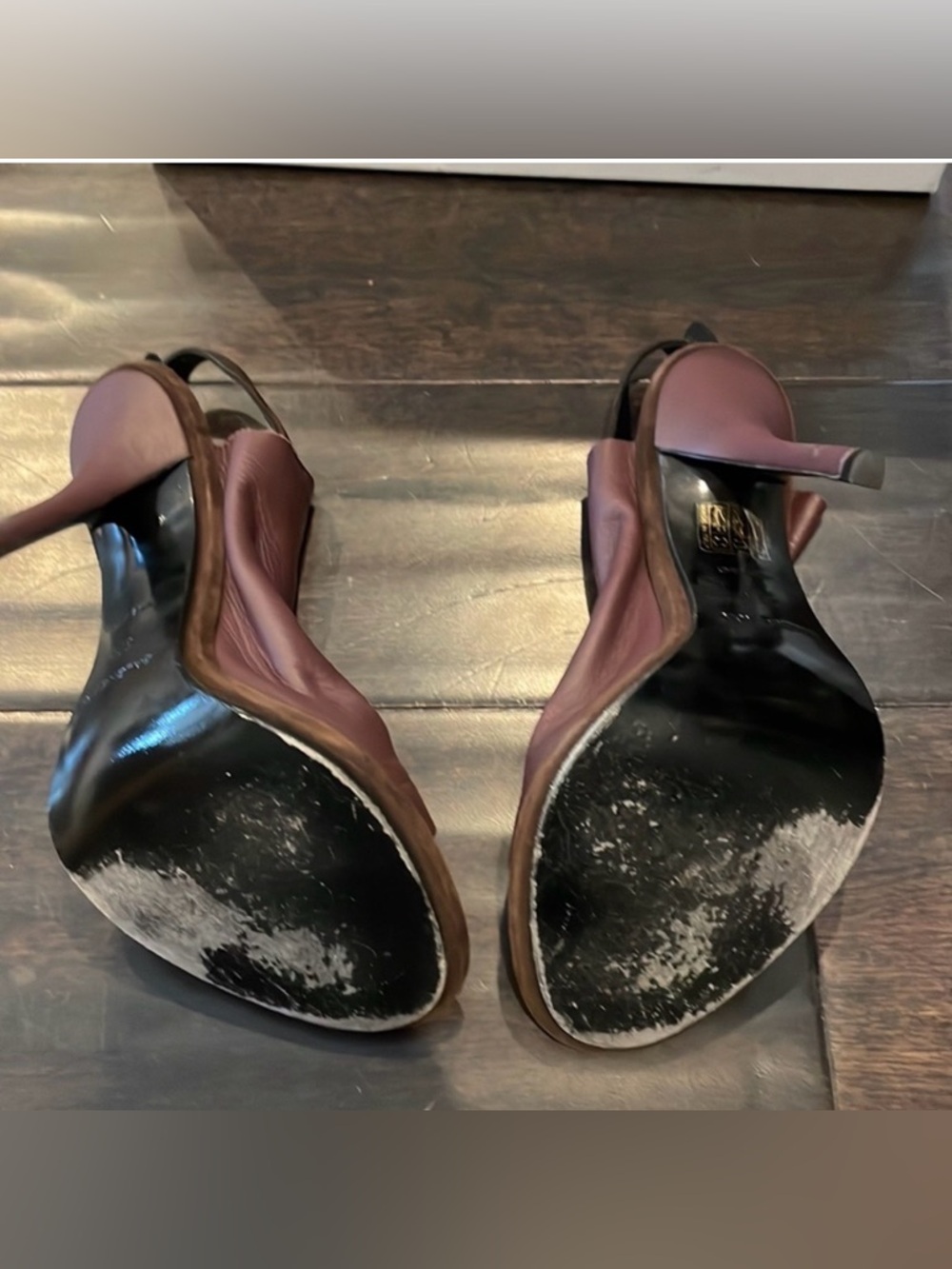Balenciaga Women's Rogue Aubergine/Fond Leather Slingback Heels size 7 - Picture 4 of 6